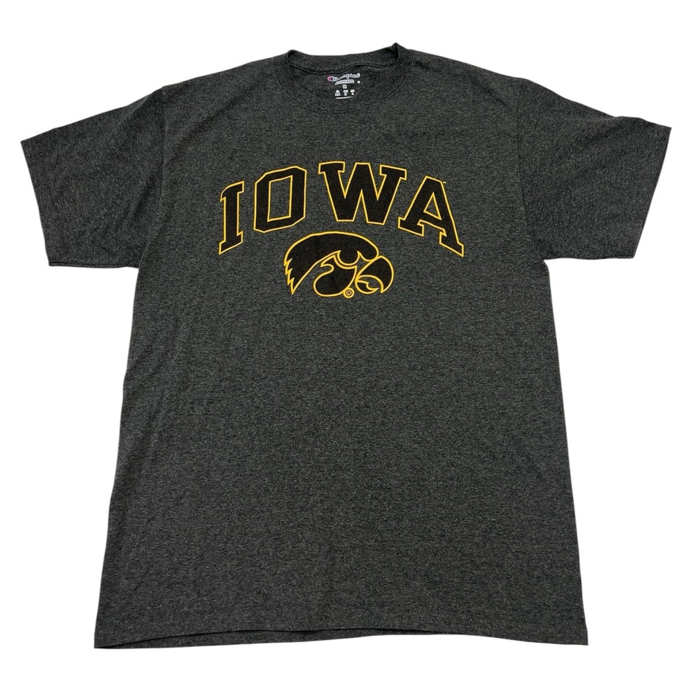 Champion University Of Iowa Hawkeyes T-shirt Charcoal Gray Tigerhawk Logo Size M